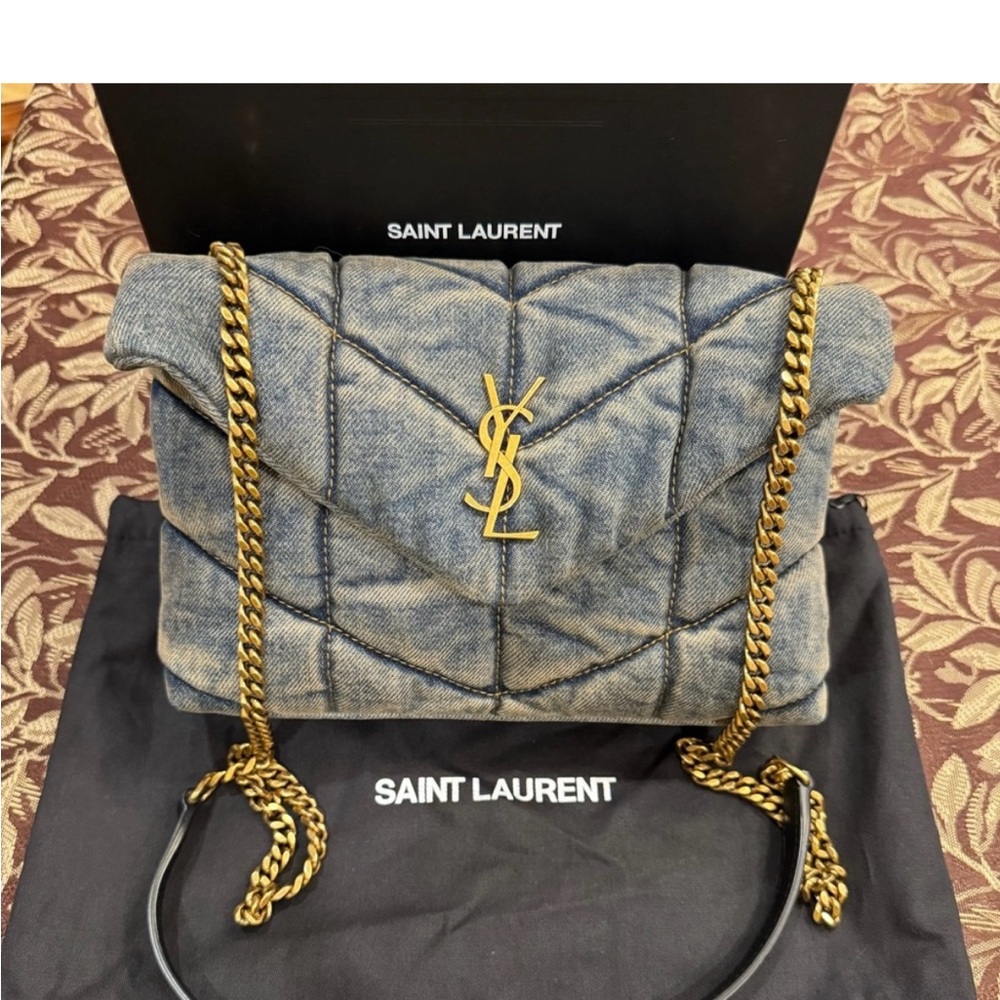 YSL TOY LOU LOU PUFFER IN DENIM - Yves saint laurent